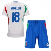 Echipament fotbal Italia Nicolo Barella #18 Tricou Deplasare European 2024 pentru copii maneca scurta (+ Pantaloni scurti)